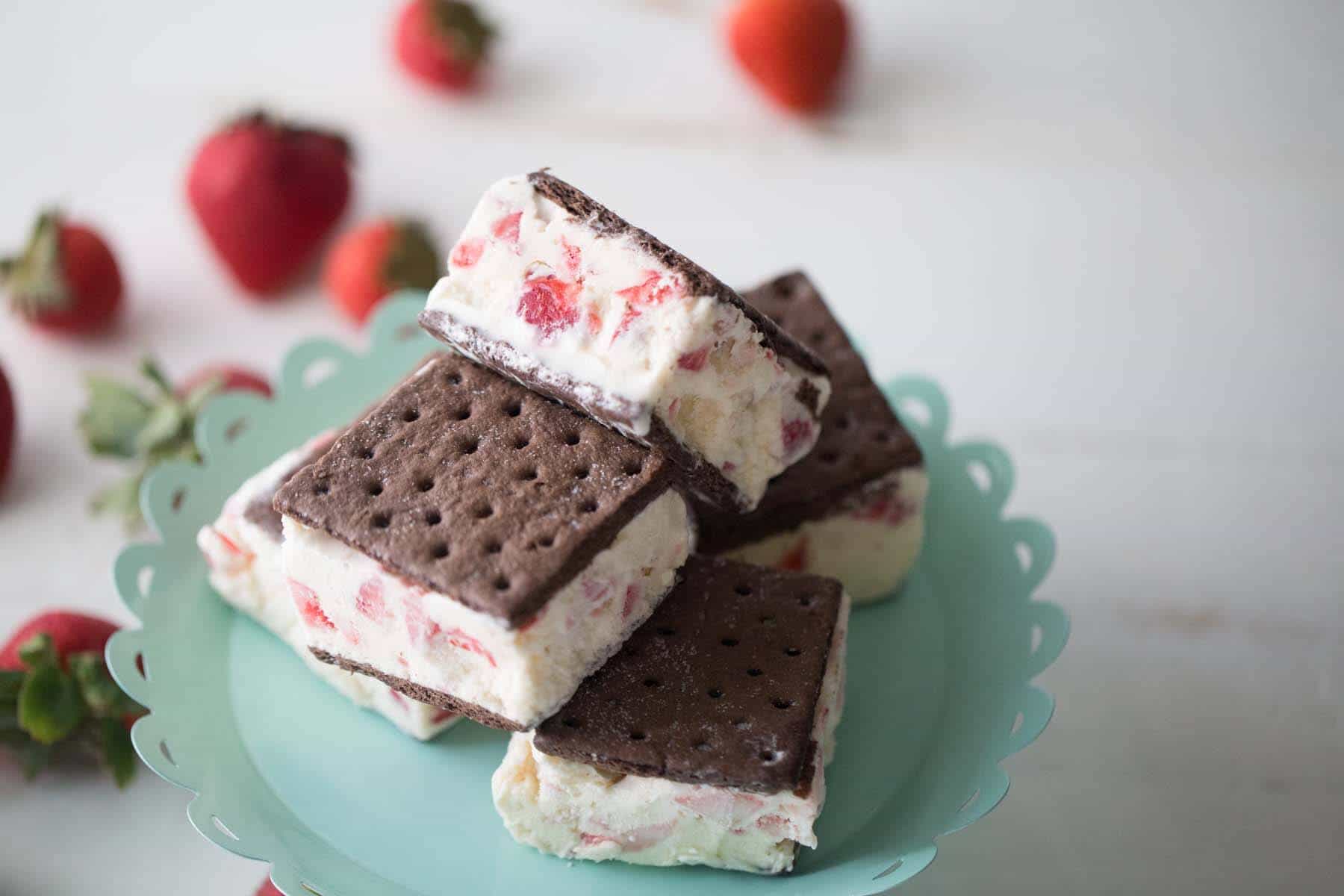 Strawberries and Cream Ice Cream Sandwiches