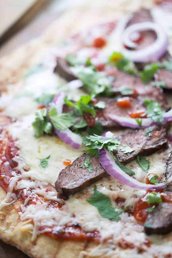 BBQ Steak Over Beer Pizza Crust