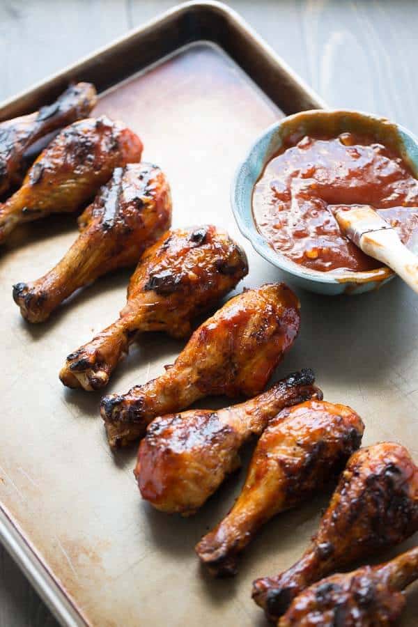Grilled Chicken Drumsticks with a Spicy BBQ Sauce