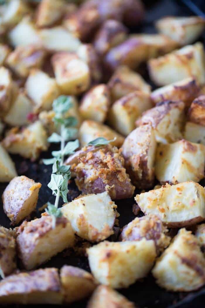 Easy-roasted-potatoes-tossed-with-hummus- and-Greek-seasoning! lemonsforlulu.com