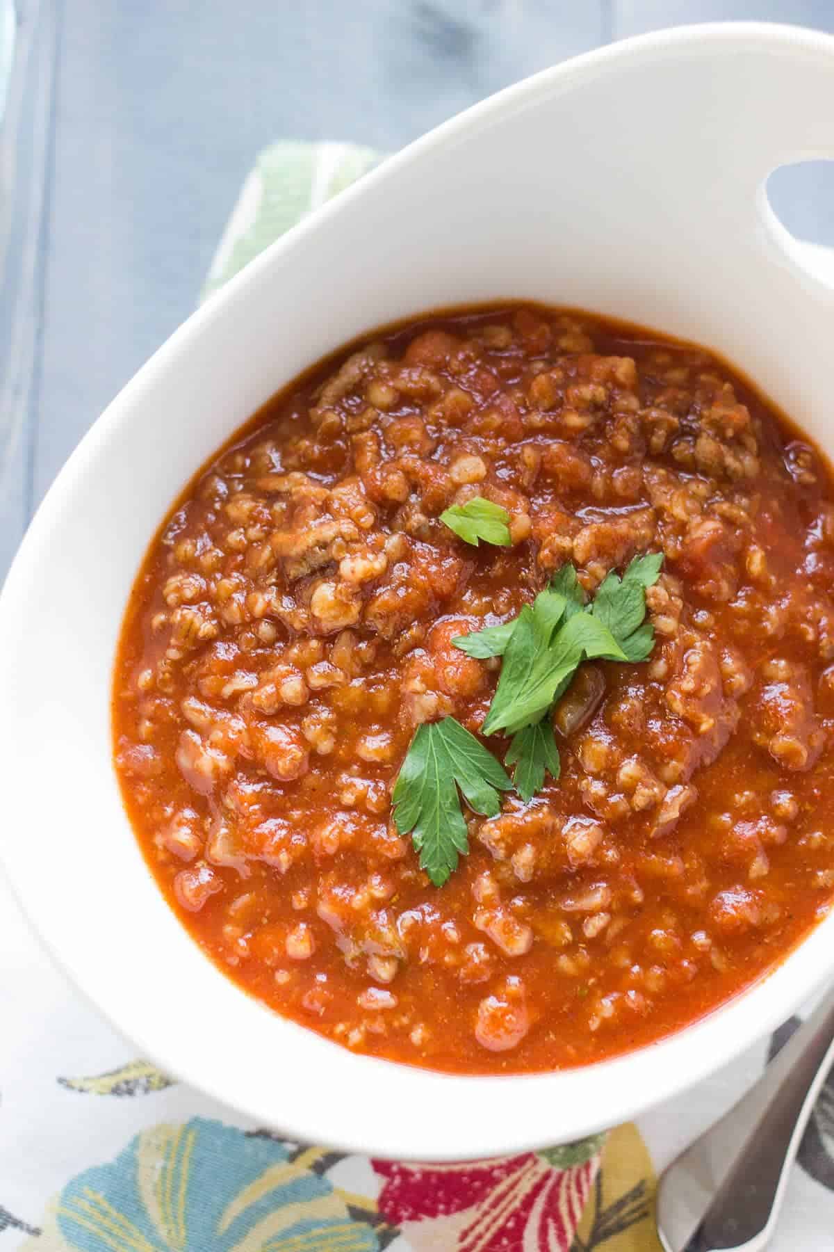 Homemade Chili with Beef and Bulgur {Lemons for Lulu}