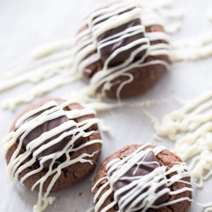 A decadent chocolate thumbprint cookie that taste just like a chocolate covered strawberry!