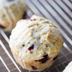 Blueberry Muffin Recipe with Poppy Seeds and a simple lemon glaze makes the best breakfast or snack! .