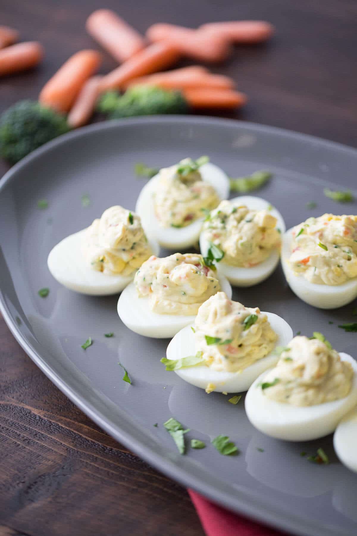 Simple Deviled Eggs with Garden Vegetables | LemonsforLulu.com