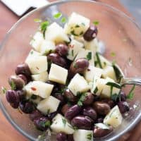 Manchego cheese is the perfect cheese for the spiced marinated Spanish olives in this easy appetizer recipe.