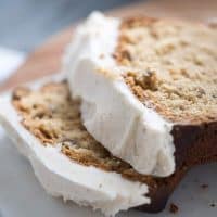 Toasted pecans add a deep flavor to this quick bread recipe, the frosting takes it over the top!