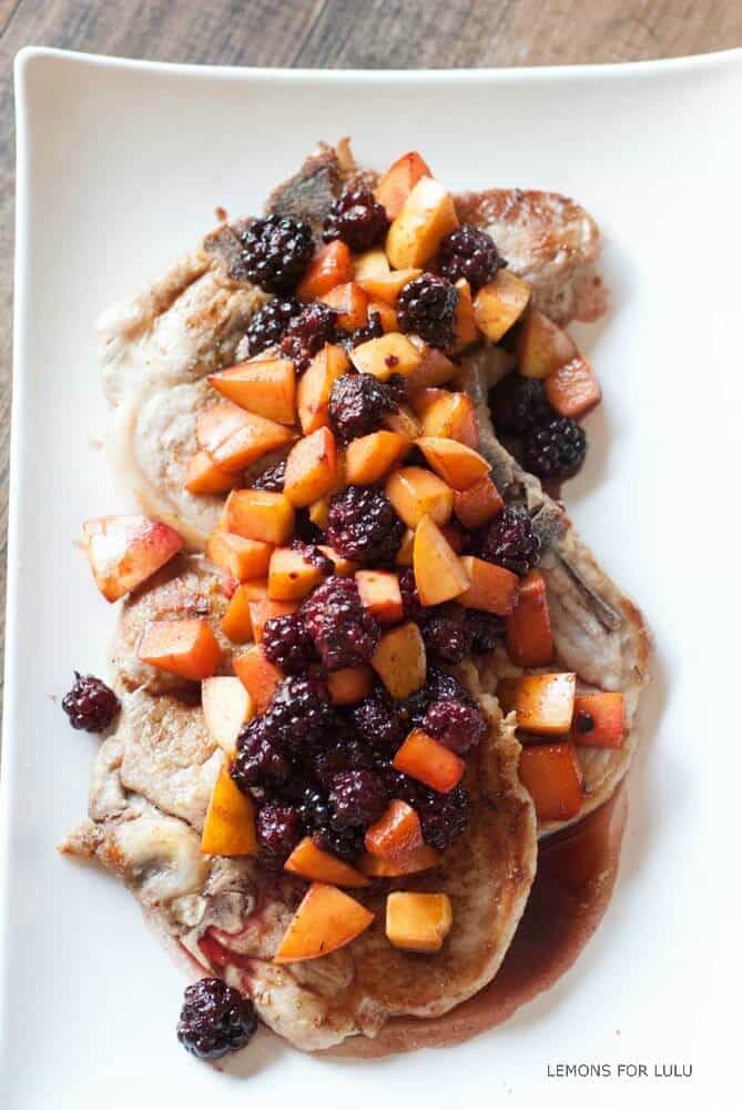 Pork Chops with Blackberry Peach Sauce {Lemons For Lulu}