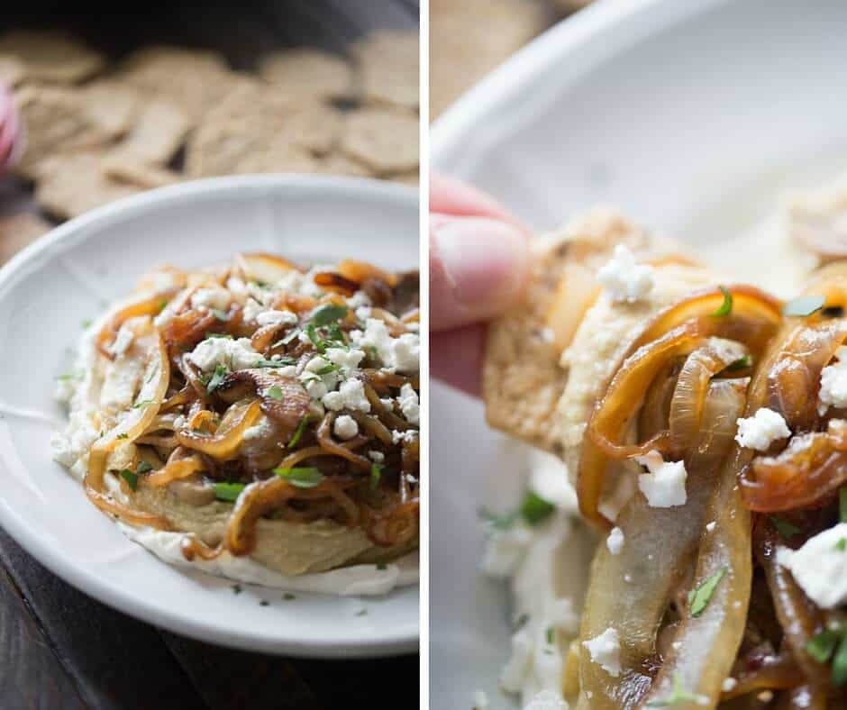 Layered Hummus and Caramelized Onion Dip