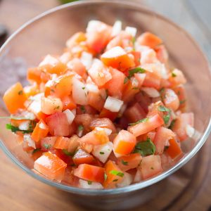 Bloody Mary salsa has no alchohol, but it does have lots of flavor! Fresh tomatoes, onions and seasoning make this salsa irresistible!