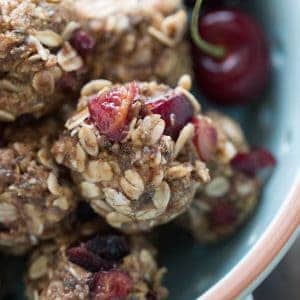 Energy bites that taste just like cherry pie! These little two-bite treats are packed full of goodness!