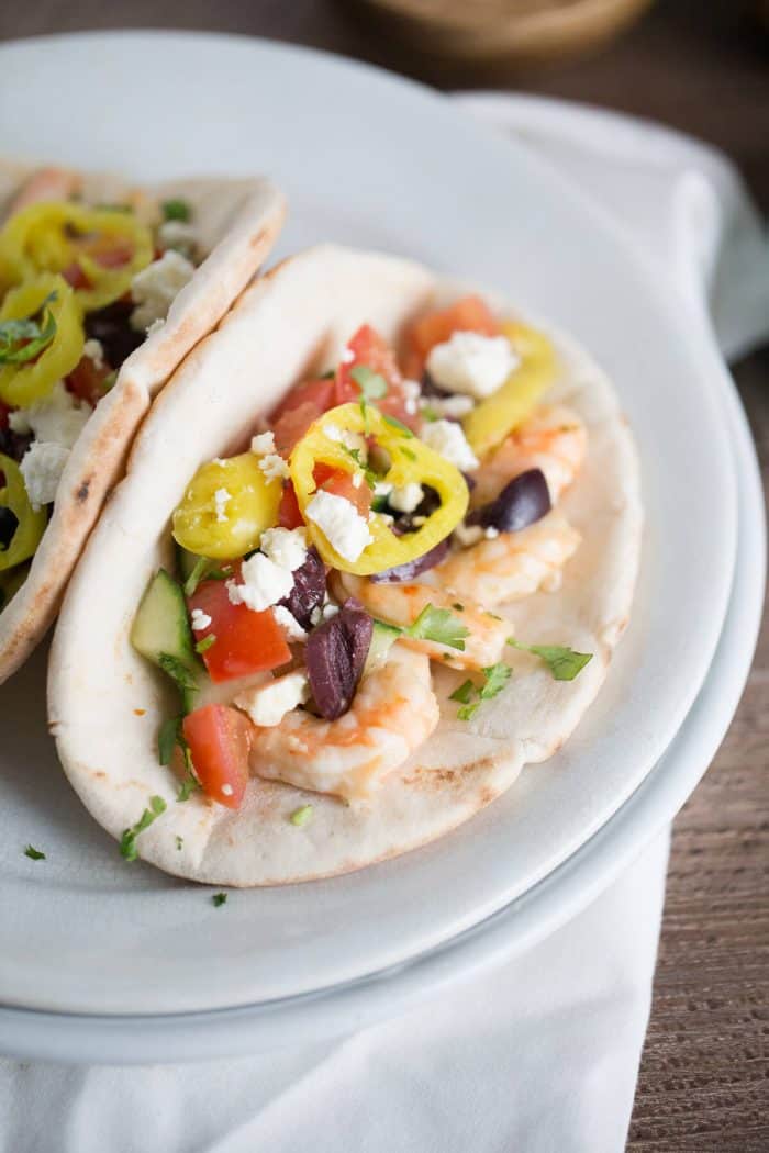 garlic shrimp gyro sandwich