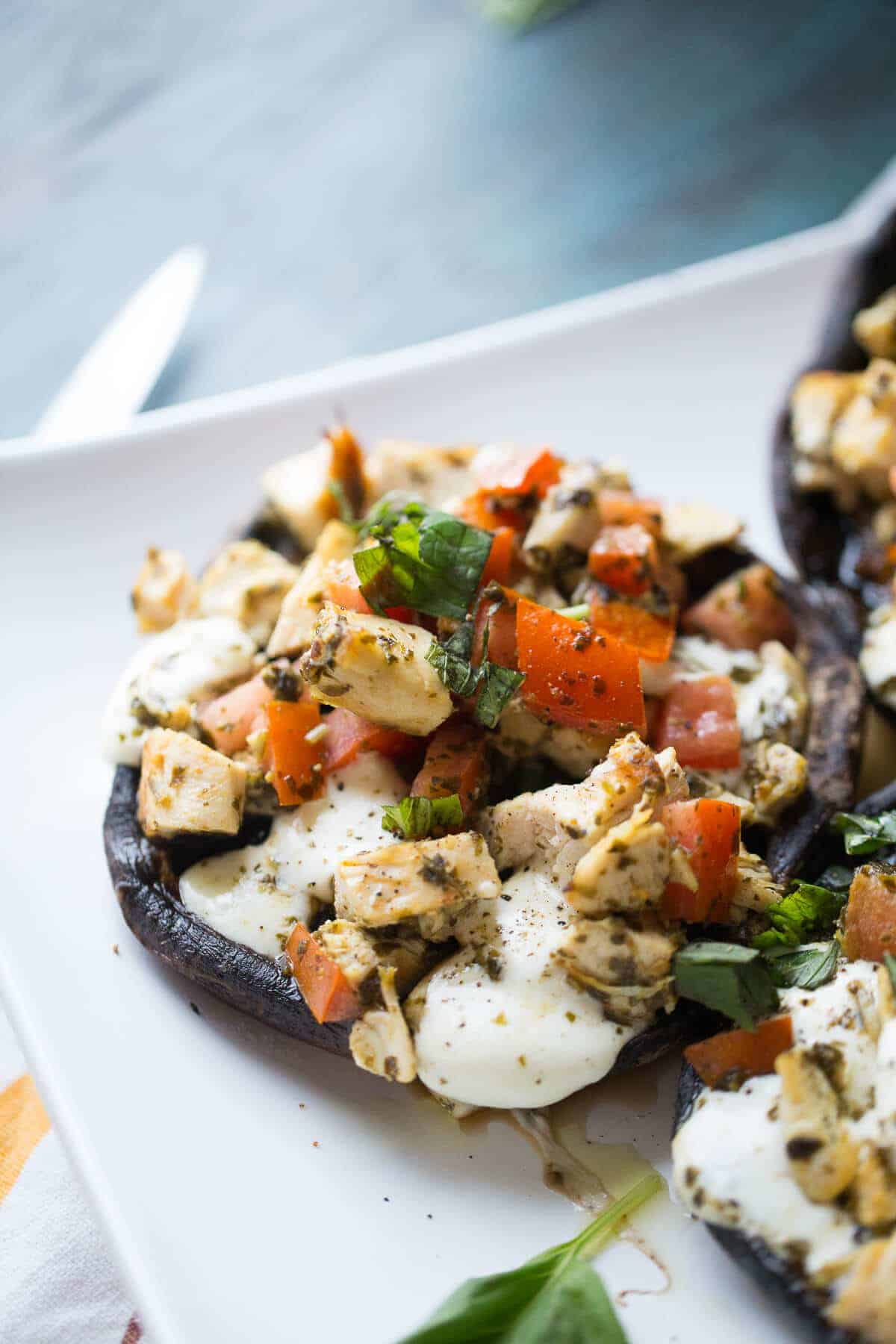 Caprese Chicken Portobello Mushrooms - LemonsforLulu.com