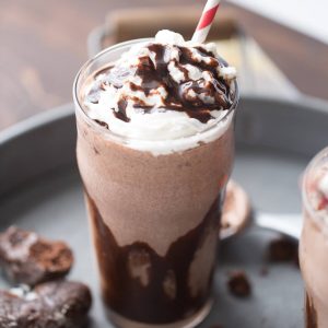 Triple chocolate donut milkshake for real chocolate lovers! This shake is creamy and decadent; you'll need a tall glass and a thick straw!