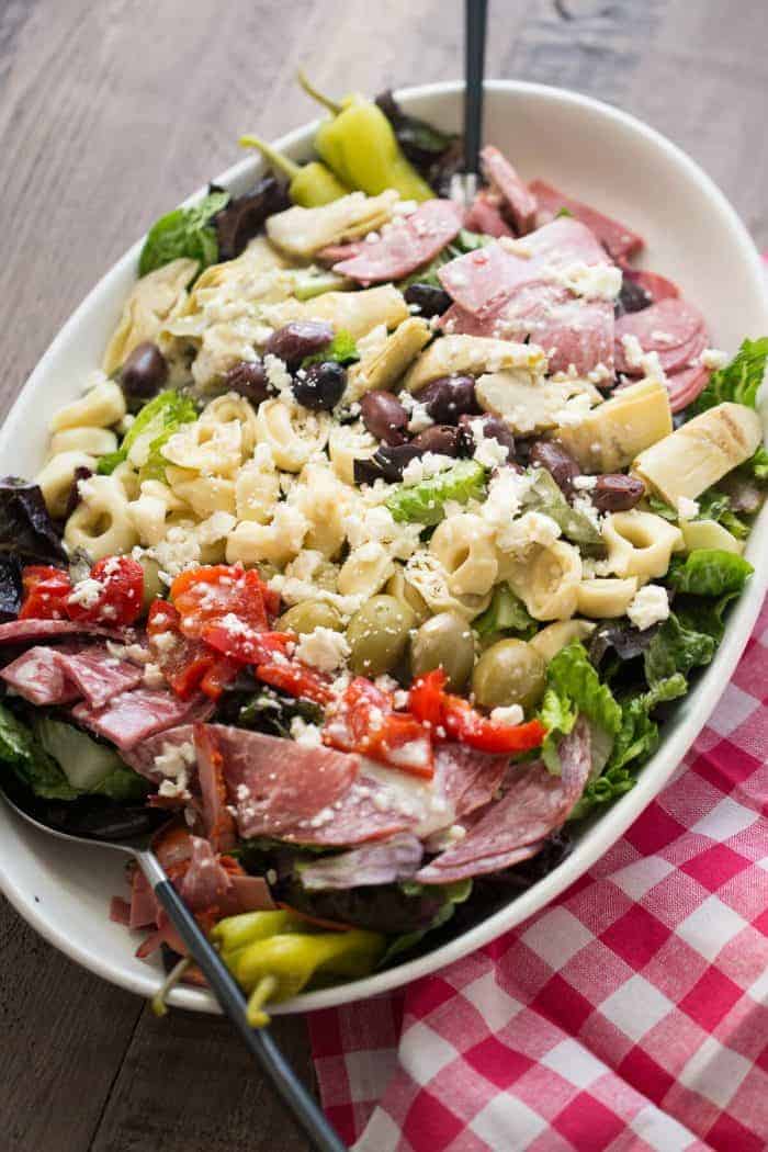 italian chopped salad with tortellini