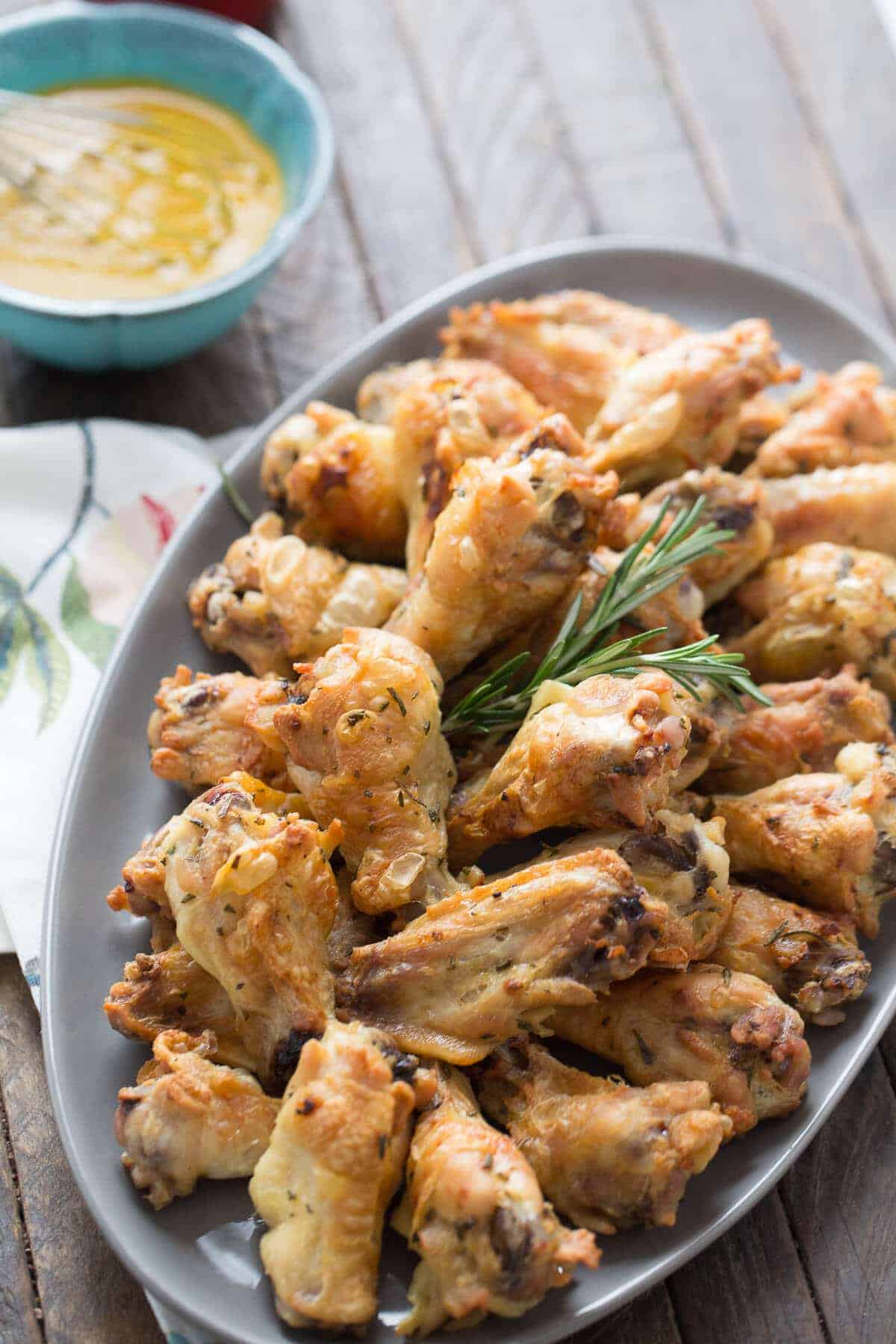 Crispy Baked Chicken Wings with Carolina Mustard Sauce | LemonsforLulu.com