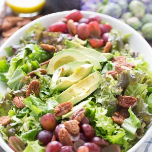 This harvest salad is so easy to prepare. It has a nice balance of tangy and sweet!