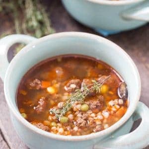 Beef and barley soup made in the crockpot simplifies your meal time! It's easy and so good for you!