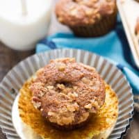 Soft gingerbread muffins with a rich cheesecake center and a streusel topping! Breakfast just got better!