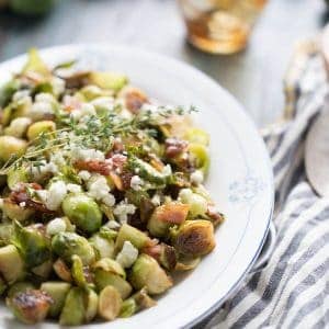 Sauteed Brussels sprouts are stirred together with fig jam. This side dish is a flavor packed treat!