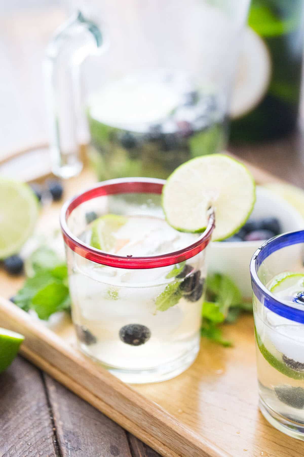 champagne blueberry mojitos