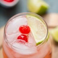 This cherry sour cocktail is sweet and bubbly, it's a fun cocktail for any occasion!
