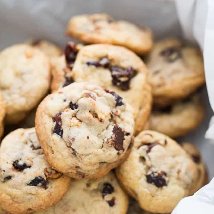 Cherry chip cookies that feature boozy cherries are sure to be a hit!