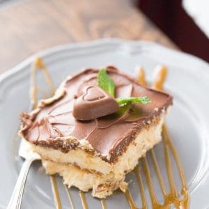 This no bake eclair cake is the best! The luscious caramel flavor will have you coming back for seconds!