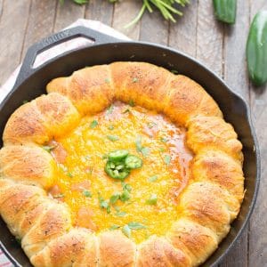 This chili cheese dip is like no other! The ring of crescent roll make it the best!