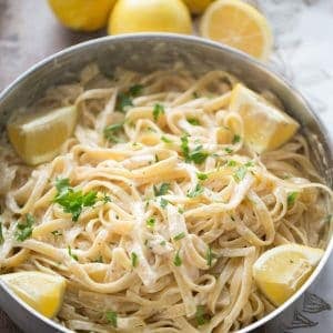 This easy fettuccine Alfredo is so simple but so good! The sauce is fresh, bright and so smooth!