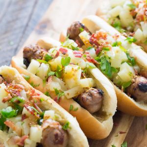 Pineapple Teriyaki is the name of the game for these simple turkey brats! lemonsforlulu.com