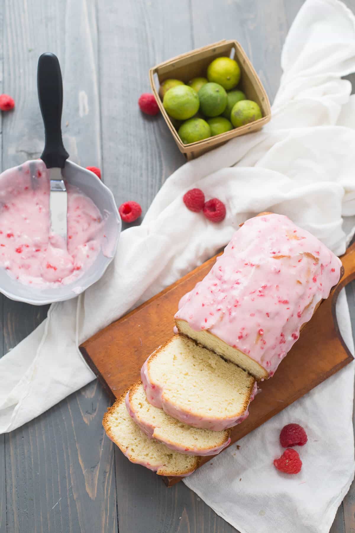 Raspberry Glazed Key Lime Cake