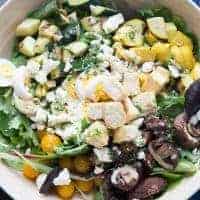 This cobb salad is loaded with good stuff! Grilled veggies make this salad so good for you!