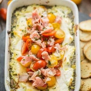 This baked goat cheese dip has three layers of goodness! The only downfall is once you start, you won't be able to stop!