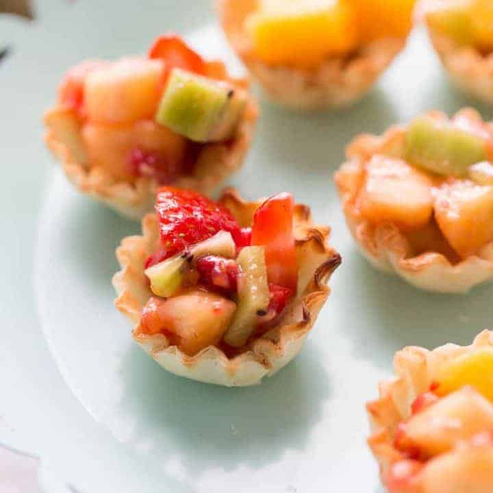 Tropical Fruit Salsa with Cinnamon Phyllo Cups