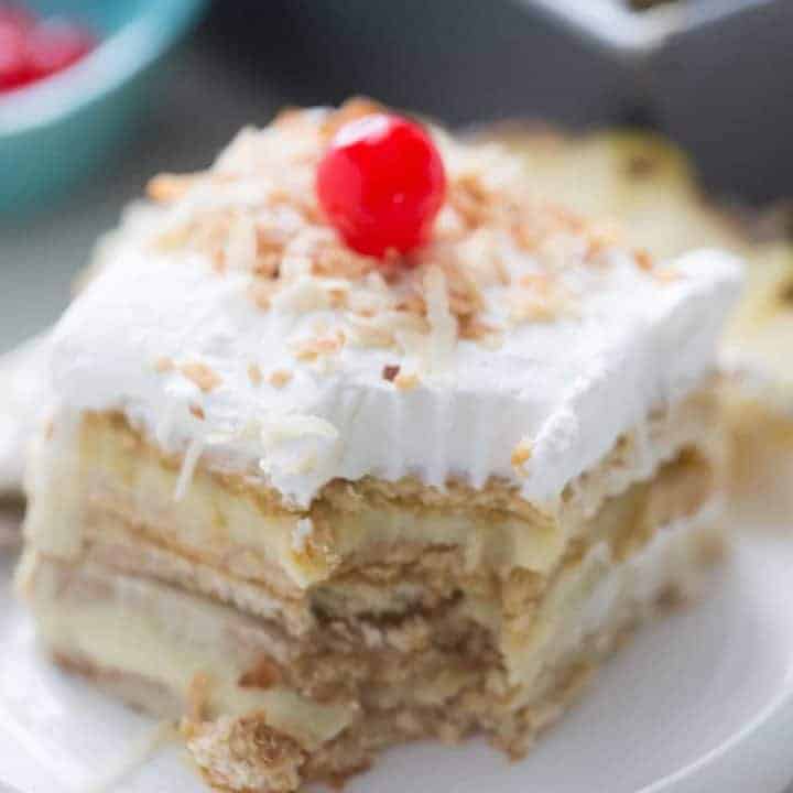 Pina Colada Ice Box No Bake Cake