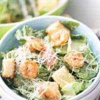 Shrimp Caesar Salad with Avocado Dressing