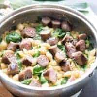 Sausage Pasta with Spinach and Leeks