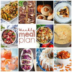 Weekly Meal Plan Week 114ā 10 great bloggers bringing you a full week of recipes including dinner, sides dishes, and desserts!