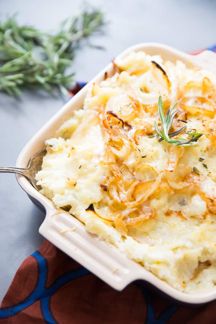 Cheesy Mashed Potatoes with Caramelized Onions and Gruyere