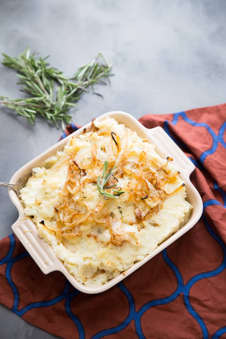 Cheesy Mashed Potatoes with Caramelized Onions and Gruyere