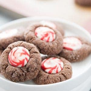 Chocolate thumbprint cookies with Hersey Kisses