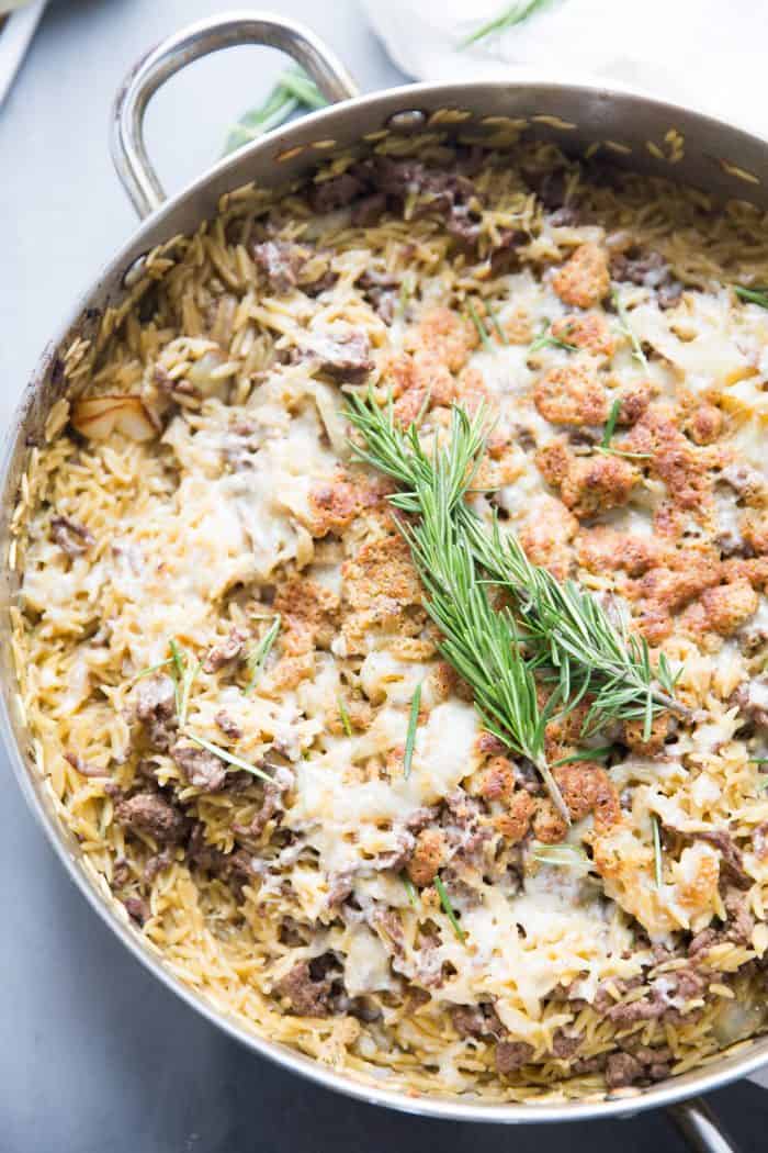 french onion skillet beef casserole