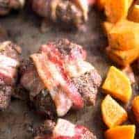 Bacon wrapped meatloaf close up