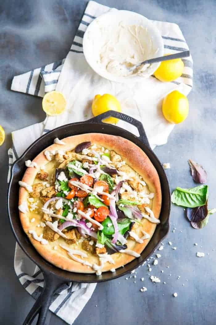 chicken shawarma skillet pizza