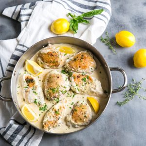 Lemon chicken top down view