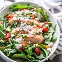 Bourbon Glazed Salmon on salad