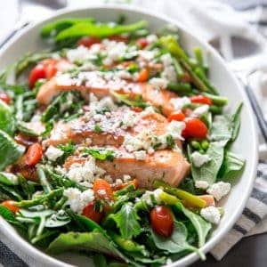 Bourbon Glazed Salmon on salad