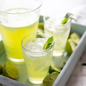 Agua fresca in a pitcher and two glasses