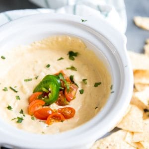 Queso Blanco with jalapeños and tomatoes