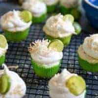 Key Lime cupcakes on a baking rack